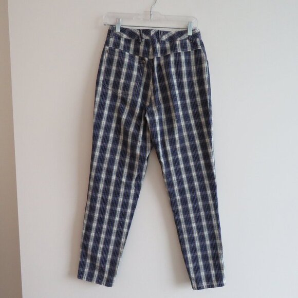 VINTAGE CALVIN KLEIN Y2K Tartan Plaid High Rise Straight Cotton Pants Jeans Punk - Picture 2 of 14